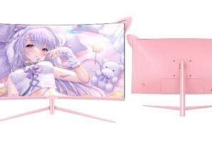 Nvison 27 inch PINK Gaming Monitor Cured Frameless