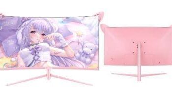 Nvison 27 inch PINK Gaming Monitor Cured Frameless