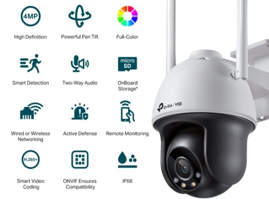 TP-LINK VIGI C540-W(4mm) VIGI 4MP Outdoor Full-Color Wi-Fi Pan Tilt Network Camera