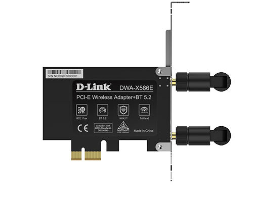 D-LINK DWA-X586E AX5400 WI-FI 6E Bluetooth 5.2 PCIe Adapter