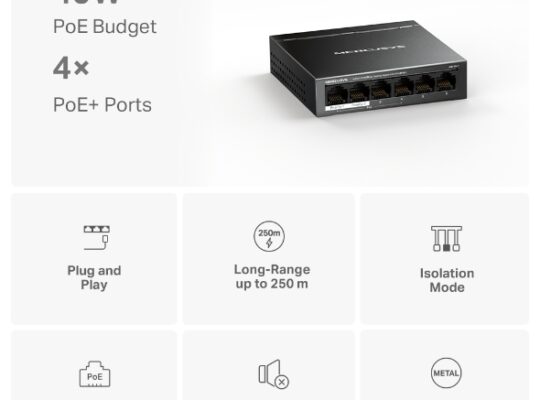 MERCUSYS MS106LP 6-Port 10/100Mbps Desktop Switch with 4-Port PoE+