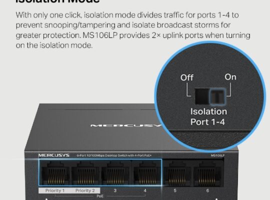 MERCUSYS MS106LP 6-Port 10/100Mbps Desktop Switch with 4-Port PoE+