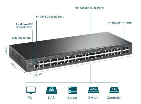 TP-LINK TL-SG3452X JetStream 48-Port Gigabit L2+ Managed Switch with 4 10GE SFP+ Slots